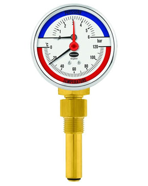 Brannan 35/618/1 | Combined Thermometer & Pressure Gauge | 0 to +120 °C, 0 to 6 bar, Back Entry - generaltechuae