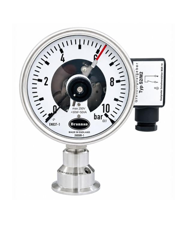 Brannan DG050 | Food Safe Diaphragm Gauge with Electrical Contact | 100 mm, 0 to 10 bar - generaltechuae