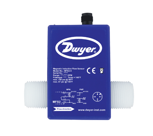 Dwyer Instruments MFS2-2 | Magnetic inductive flow sensor | Range .26 to 5.3 GPM (1.0 to 20 LPM) | 1/2" male NPT - generaltechuae