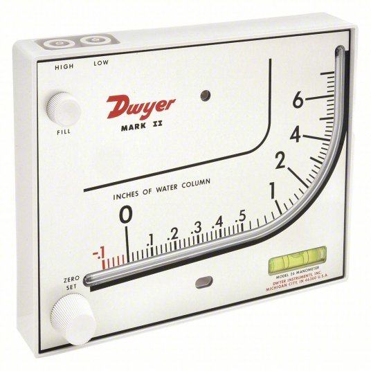 DWYER Analog Manometer | Range  0 to 7 in wc | Inclined Vertical | 10 psi Max., 140°F Max Op Temp, Blue - generaltechuae