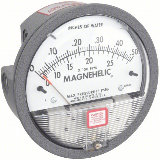 DWYER Differential Pressure Gauge | Range 0 to 0.5 in wc | 1/8 in NPT Female | Dual Single-Side or Back | With Air Velocity - generaltechuae