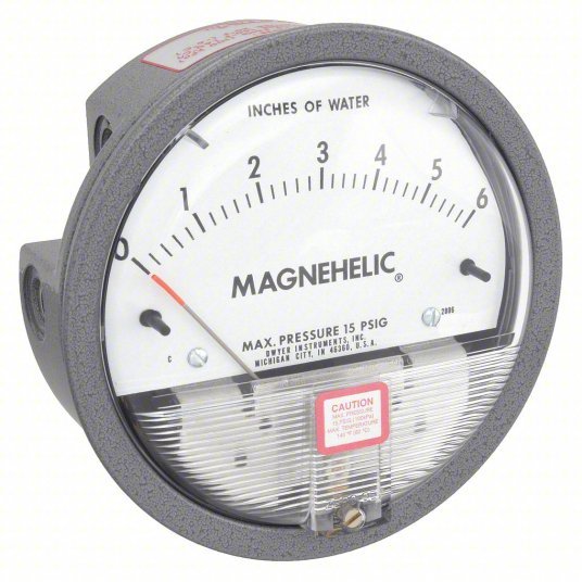 DWYER Differential Pressure Gauge | Range 0 to 6 in wc |  1/8 in NPT Female | Dual Single-Side or Back - generaltechuae