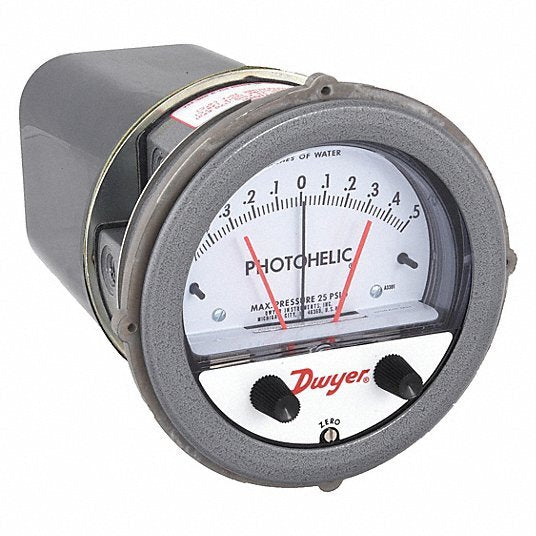 DWYER Differential Pressure Gauge & Switch Range  0.5 to 0 to 0.5 in wc | 1/8 in NPT Female | Single-Side, DPDT, 4" Dial - generaltechuae