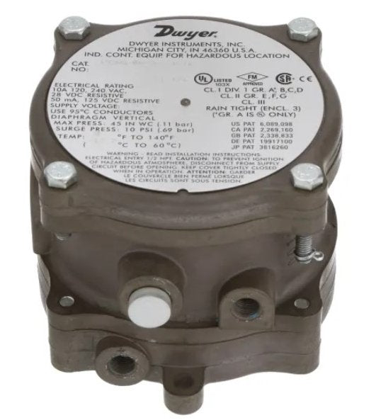 Dwyer Instruments 1950G-00-B-120-NA | Differential Pressure Switch | Explosion Proof | .7-.15in w.c. - generaltechuae