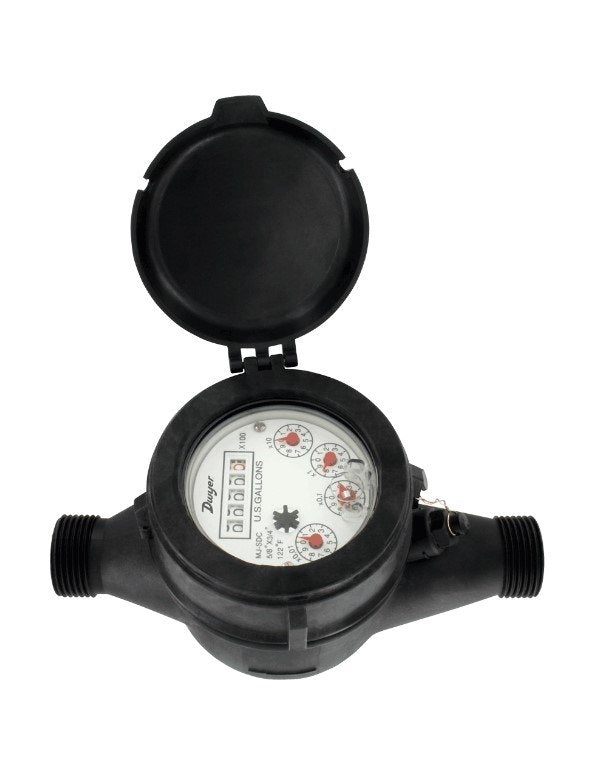 Dwyer Instruments WPTN-A-C-02 | Multi-Jet plastic water meter with NSF Approval | 5/8" X 3/4" pipe size with 0.1 gallon pulse output - generaltechuae