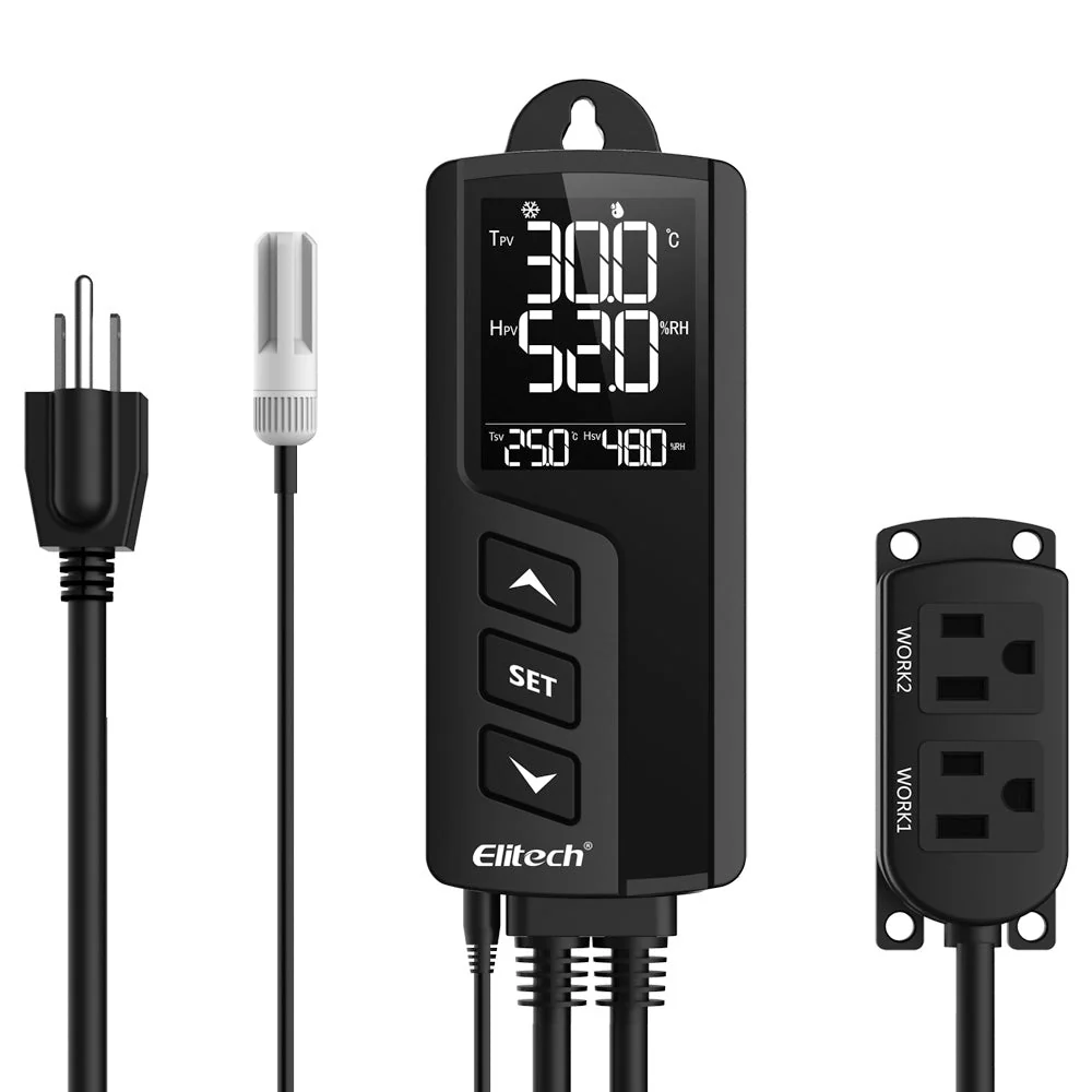 Elitech STC-1000Pro TH | Digital Temperature And Humidity Controller | Thermostat 2 Pre-Wired Heating And Cooling Outlets  | 110-240V 10A 1200W - generaltechuae