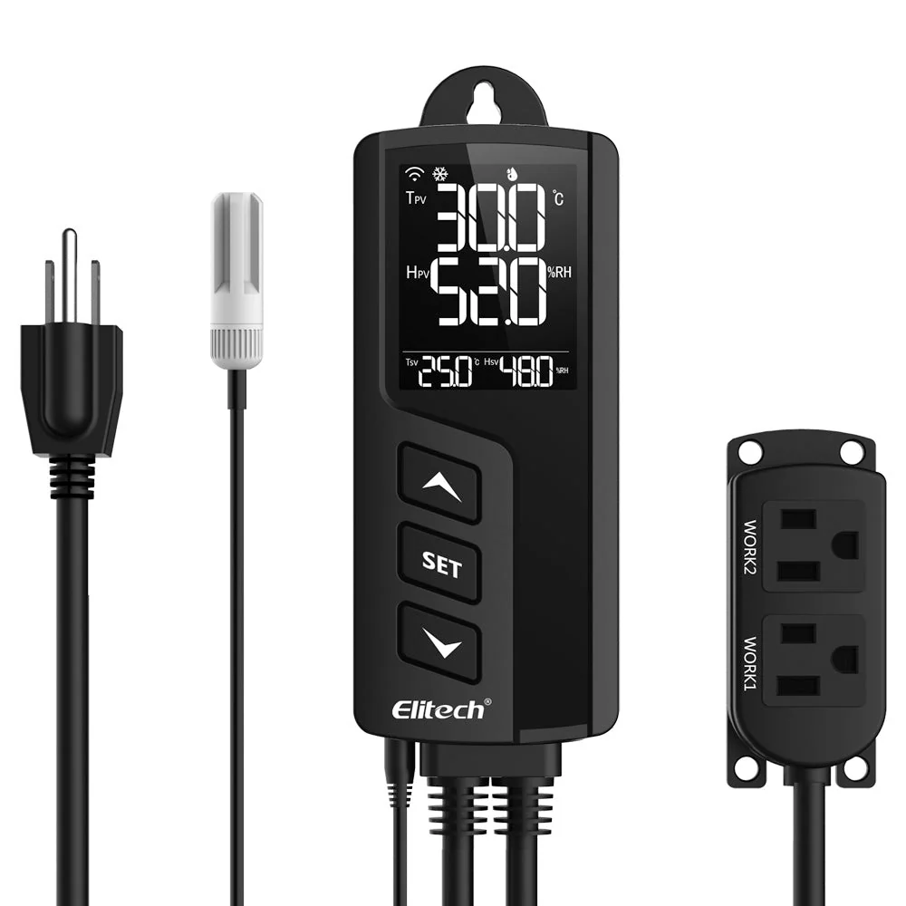 Elitech STC-1000WiFi TH | Digital Temperature And Humidity Controller Thermostat | Pre-Wired Heating And Cooling 110-240Vc - generaltechuae