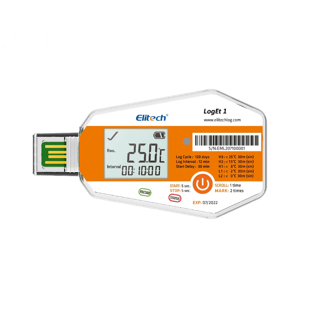 Elitech LogEt 1 |  Temperature Data Logger  | Single Use PDF Report USB Port 16000 Points - generaltechuae
