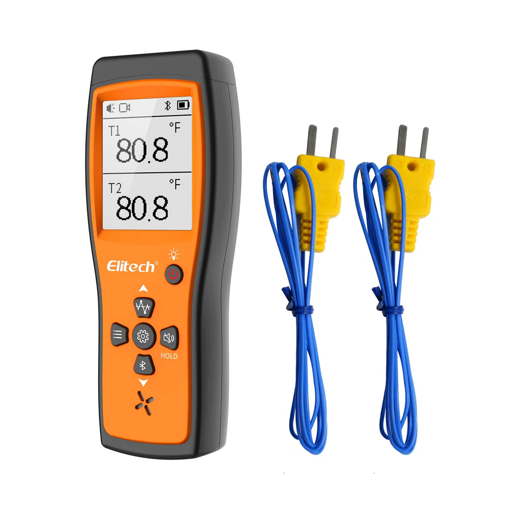 Elitech ICT-220 | Dual Digital Thermocouple Temperature Thermometer  | With 2 K-Type Thermocouple Probe | Wide Range -58~932°F | 2 K-Type Thermocouples Measurement -58 To 482°F, ICT-220