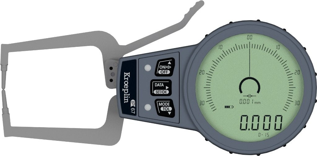 Kroeplin C015, 0-15 mm, Digital external measuring gauge for grooves and thickness measurement - generaltechuae