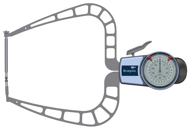 KROEPLIN D450B, 0 - 50 mm, ANALOG EXTERNAL MEASURING GAUGE FOR GROOVES AND THICKNESS MEASUREMENT - generaltechuae