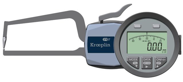 KROEPLIN K2R20, 0 - 20 mm, DIGITAL EXTERNAL MEASURING GAUGE FOR TUBE WALL THICKNESS - generaltechuae
