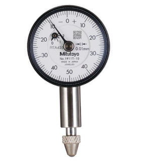 Mitutoyo 1911T-10 | Dial Indicator | Lug Back | Jeweled Bearing | Series 1 | Graduation 0.01 mm | Accuracy ±.012 mm | Range 2.5 mm