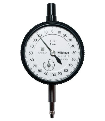 Mitutoyo 2119AB-10 | Dial Gauge | Flat Back | ISO Type | Series 2 | Jewelled Bearing | Graduation 0.001 or 0.005 mm | Range 5 mm - generaltechuae