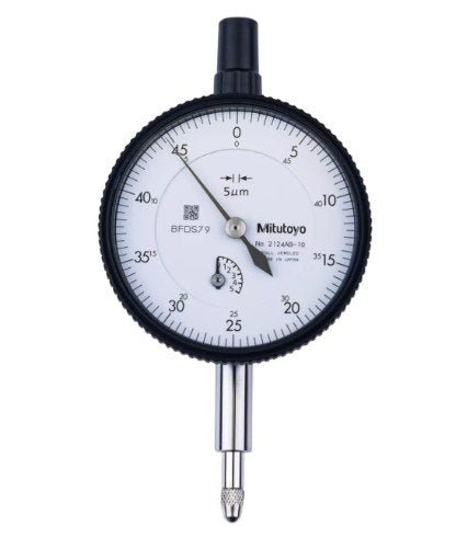 Mitutoyo 2124AB-10 | Dial Gauge | Flat Back | ISO Type | Series 2 | Jewelled Bearing | Graduation 0.001 or 0.005 mm | Range 5 mm - generaltechuae
