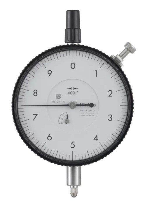 Mitutoyo 3802AB-10 | Dial Gauge | Flat Back | ANSI/AGD Type | Series 3 | Jewelled Bearing | Graduation 0.0001 inch | Range 0.025 inch - generaltechuae