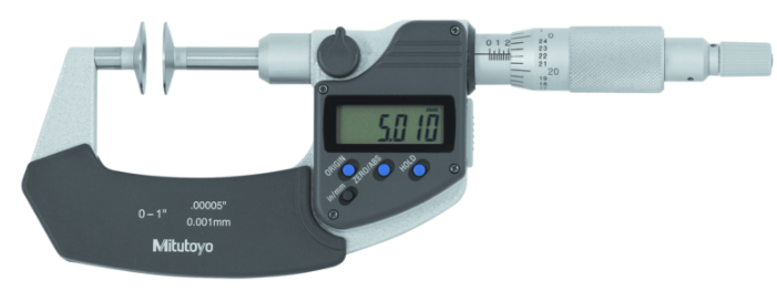 Mitutoyo 369-350-30 Digital Disc Micrometer, IP65 Inch/Metric, 0-1", Non-Rotating Spindle, Disk=20mm - generaltechuae