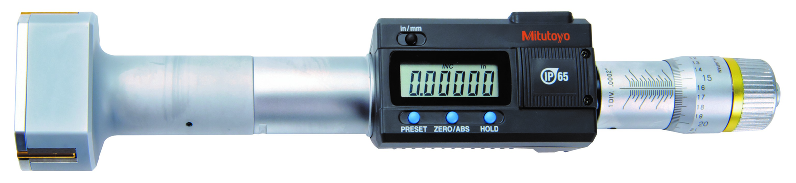 Mitutoyo 468-271 Digimatic Holtest Three-Point Bore Micrometer, Range 2.5 - 3" (63.5 - 76.2 mm)