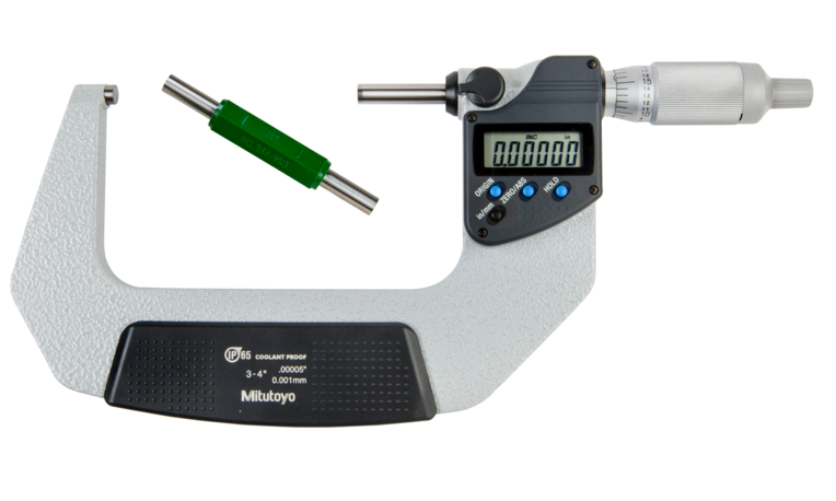 Mitutoyo 293-347-30 | Digital Micrometer IP65 | Inch/Metric Range 3 - 4" (76.2 - 101.6 mm) | w/o Output, Ratchet Thimble