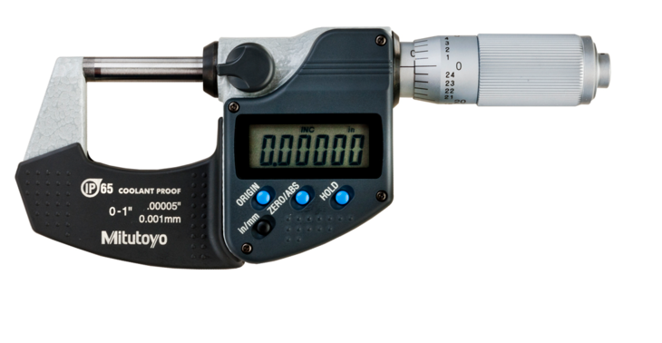 Mitutoyo 293-348-30 | Digital Micrometer IP65 | Inch/Metric Range 0 - 1" (0 - 25.4 mm) |  w/o Output, Friction Thimble