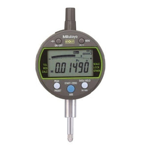 Mitutoyo 543-302B-10 | Digital Indicator | Series 543 | Type Peak Hold ID-C | Digital Step 0.00005 Inch | Hysteresis 0.0001 Inch | Range 0.5 Inch | Diameter 9.52 mm | Weight 170 g