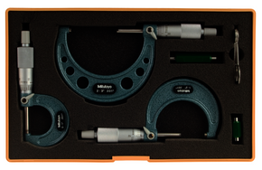 Mitutoyo 103-929 | Outside Micrometer Set | Ratchet Stop | 0-3" Range, 0.001" Graduation (3 Piece Set) - generaltechuae