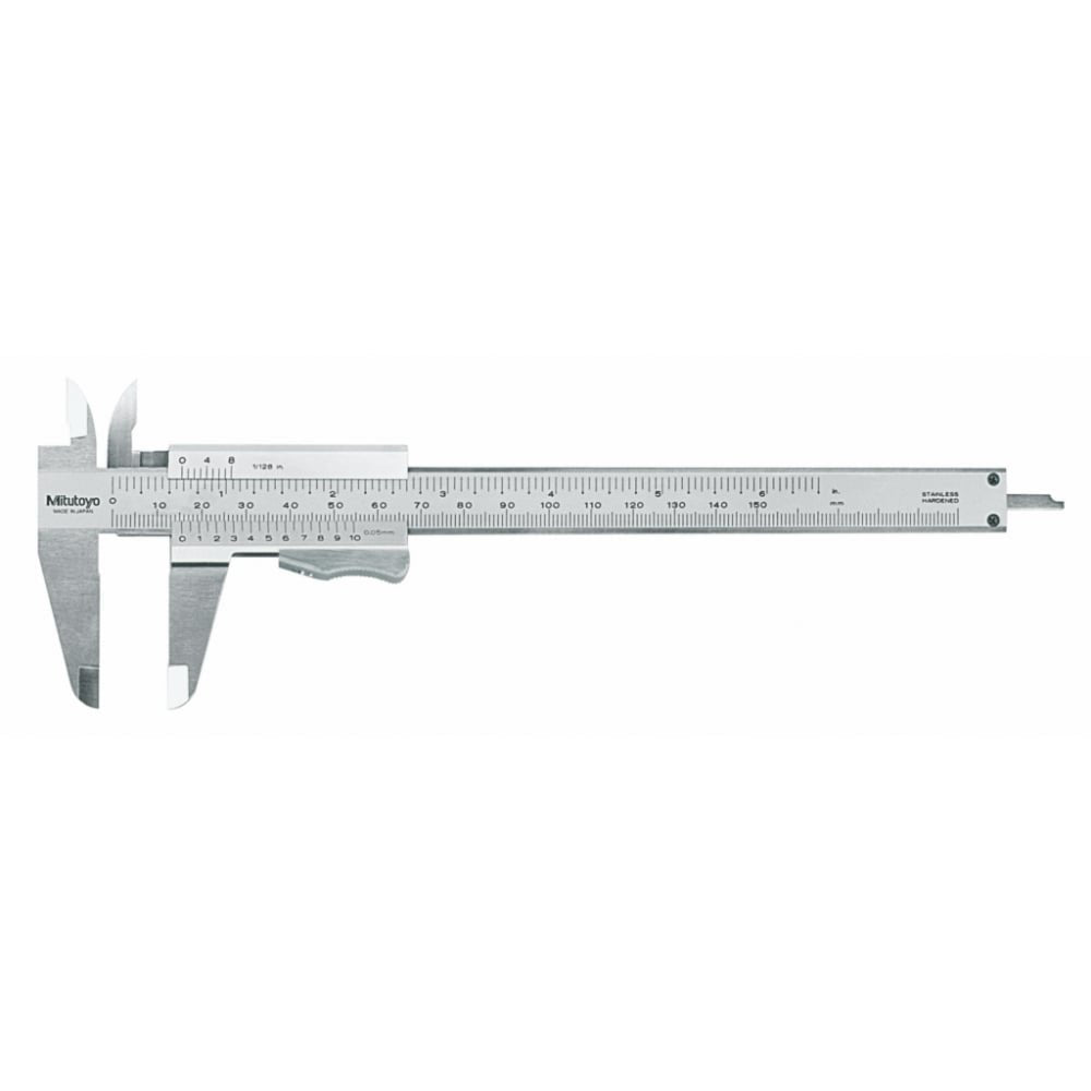 Mitutoyo 531-129 High Accuracy Vernier Thumb Clamp Caliper 0-200mm / 0-8", Graduation 0.02 mm (.001")