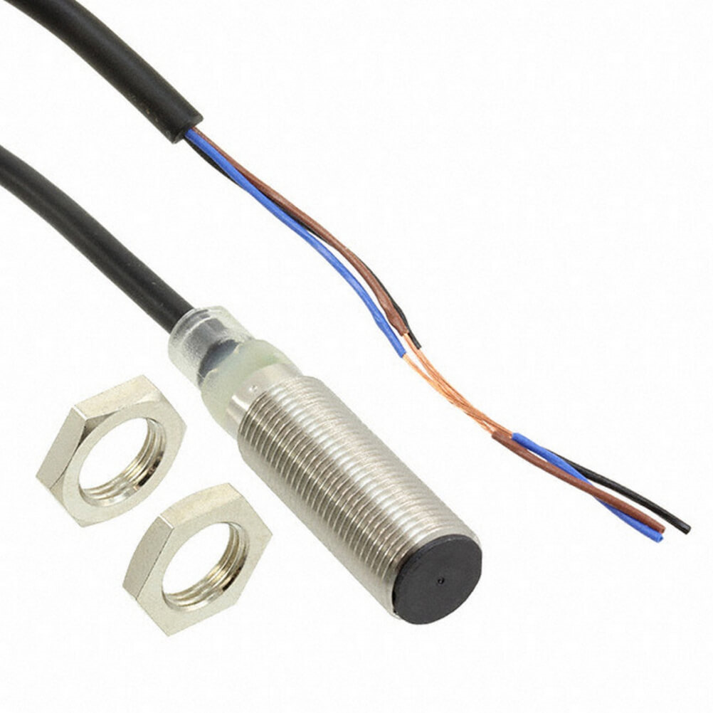 Omron E2B-M12KS04-WP-C1 2M, Inductive Threaded Barrel Proximity Sensor, M12, 4 mm Detection, NPN NO, 12 → 24 V dc