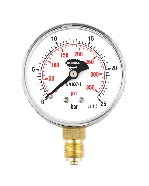 Brannan 34/468/0 | General Purpose Pressure Gauge | 63 mm, -1 to 5 bar, 1/4 in BSP bottom - generaltechuae