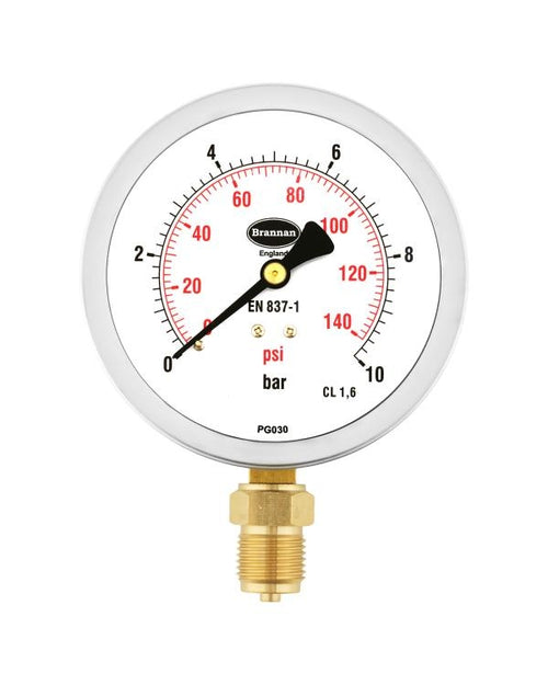 Brannan 37/558/0 | Stainless Fillable Pressure Gauge | 63 mm, -1 to 5 bar, back 1/4" BSP, dry - generaltechuae