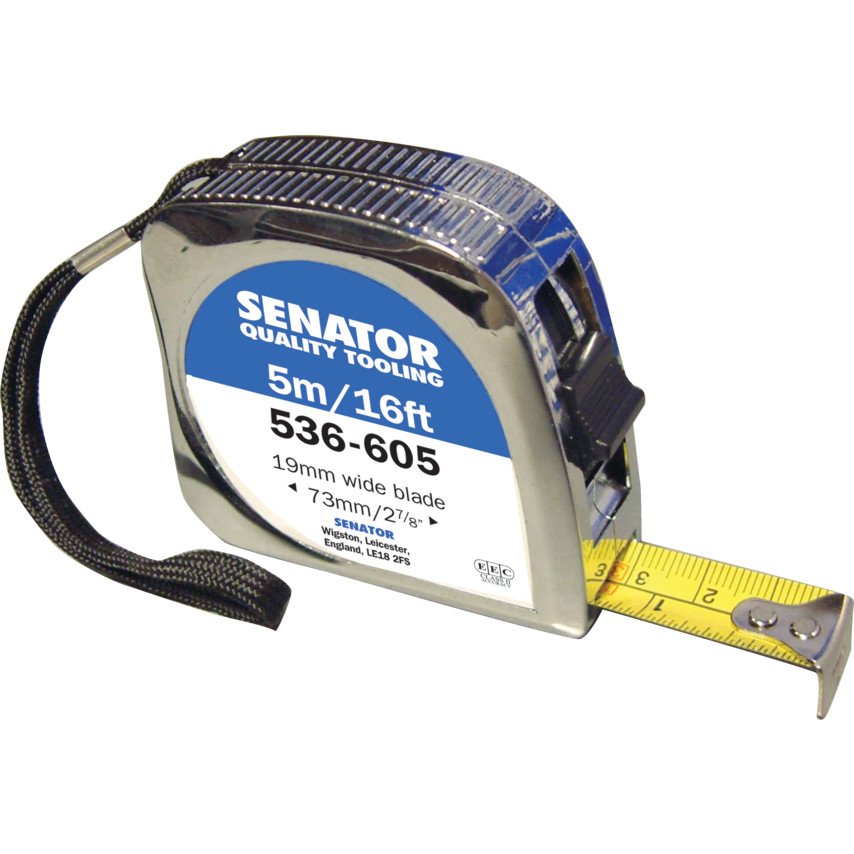 SENATOR 5m/16ft LACQUER COATING CHROME CASED LOCKING TAPE - generaltechuae