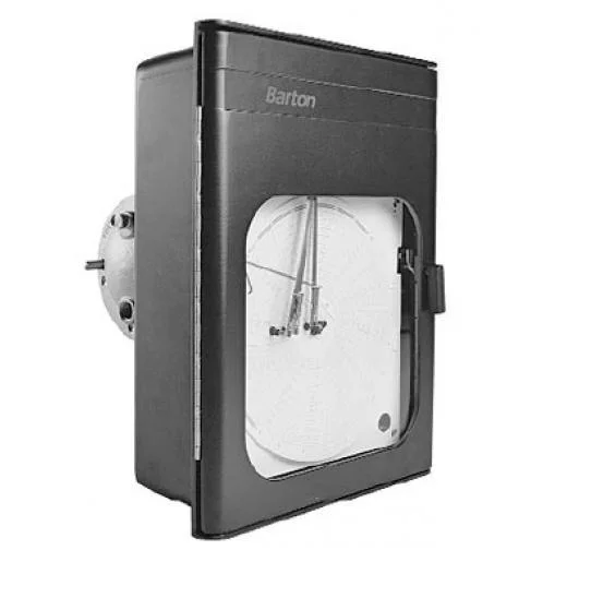 SENSIA 242E-5000P-725R084 | Barton Single Pen Pressure Recorder | 1st Pen :Red | Pressure Range :5000 psi | Pressure Element :316SS | Mechanical Chart Drive :24Hrs/7Days | 2"Pipe Mount