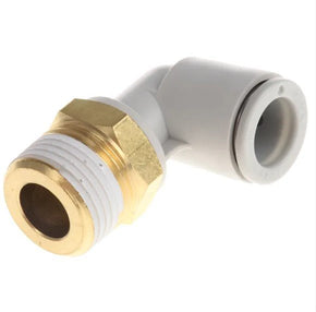 SMC KQ2L10-03AS | Elbow Fitting | Threaded-to-Tube | Series KQ2 | Connection R 3/8 Male | Tube Size 10mm
