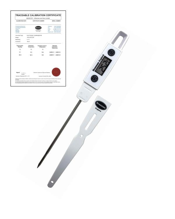 Brannan TC-004 | THERMcert Pre-Calibrated Water Resistant Thermometer | 0 & 90 °C - generaltechuae