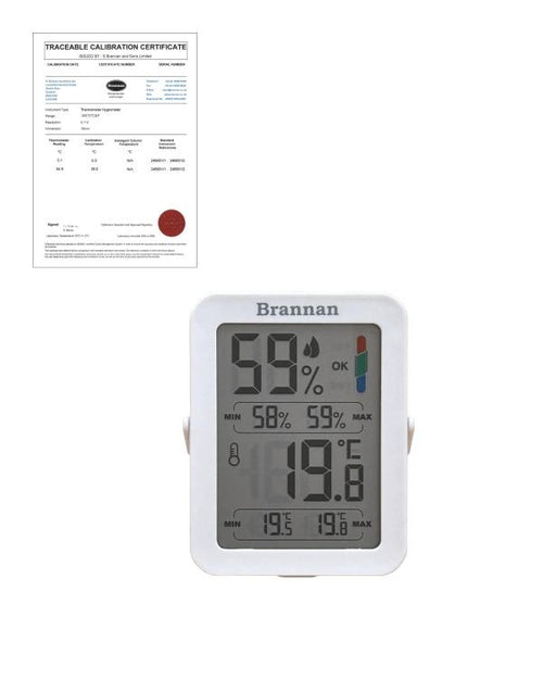 Brannan TC-018 | THERMcert Pre-Calibrated Twin Thermo & Humidity Meter | Points 0 & 35 °C - generaltechuae