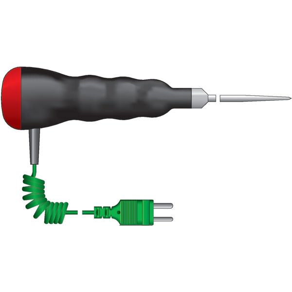 ETI 343-165 | Waterproof Thermocouple Penetration Probe | Red, coiled lead, Type K - generaltechuae
