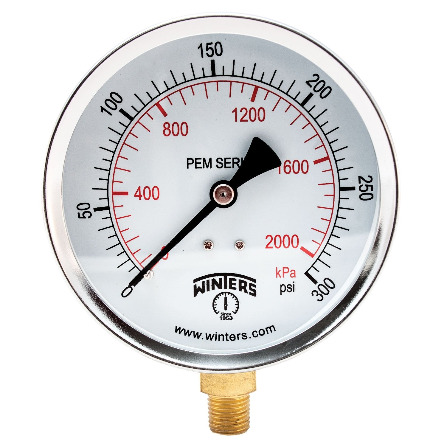 Winters PEP251R11R1EN | Economy Pressure Gauge | 0-200 psi / 0-14 bar |  4” (100mm) Dial Display | 1.6% or 2.5% accuracy | 1/2” Bottom NPT - generaltechuae