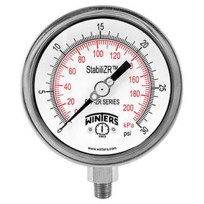 Winters PFP829ZRR1R11 Z| Premium Stainless Steel StabiliZR Gauge | 0-1000 psi / 0-70 bar | 2.5" Dial Display | +/-1.5% Accuracy | 1/4" NPT Bottom Mount - generaltechuae