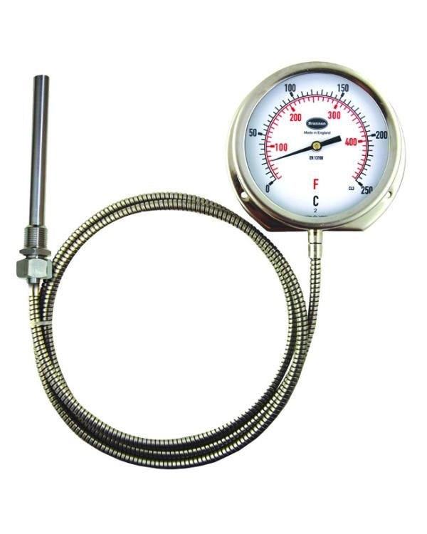 Brannan 314/632/2 | Remote Dial Thermometer | 100 mm dial, 5 m capillary, 0 to +250 °C/°F, 200 mm stem, sliding union - generaltechuae (2)