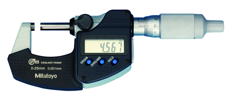 Mitutoyo 293-234-30 Digital Micrometer IP65 0-25mm, Ratched Thimble, with Output